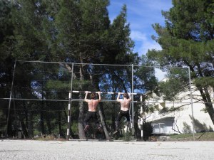 Pull-ups in 9AM in Paklenica, before going climbing into the route!
